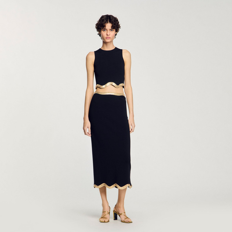 Sandro MAXI KNITTED SKIRT WITH CHAIN DETAIL outlook