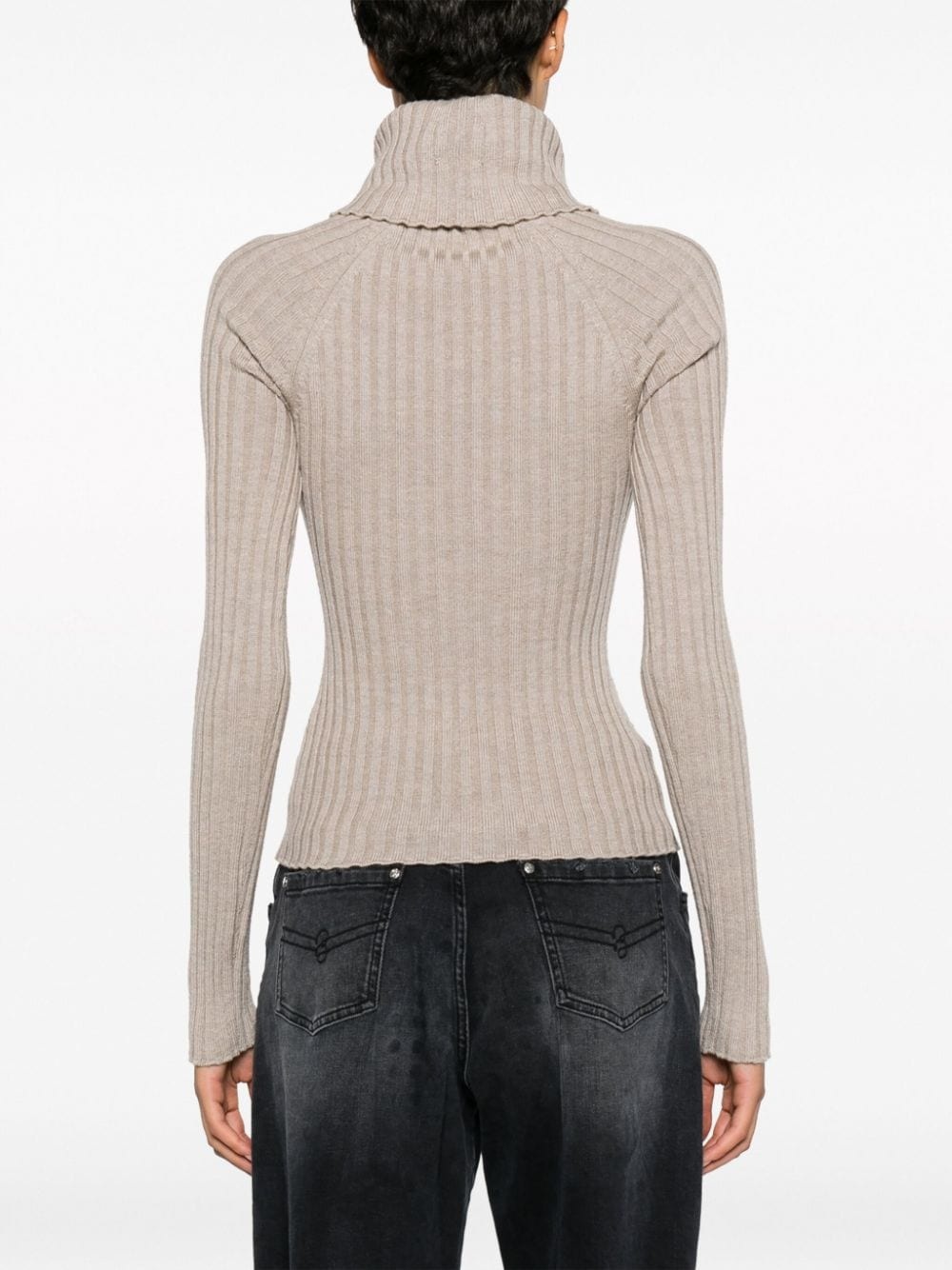 cut-out ribbed-knit wool jumper - 4