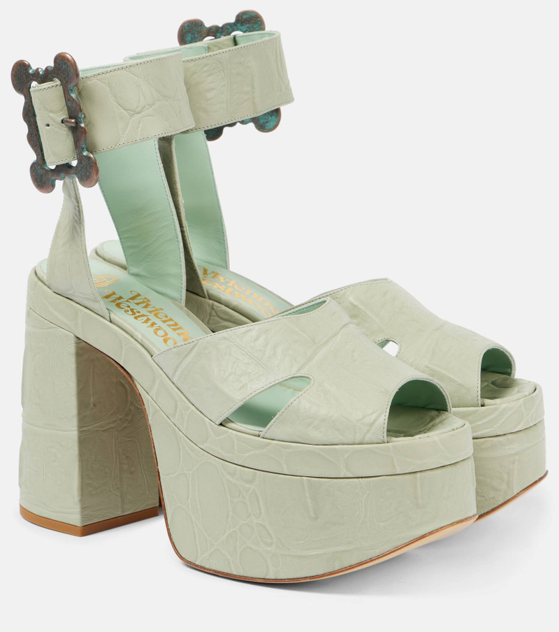 Olde London croc-effect leather platform sandals 1