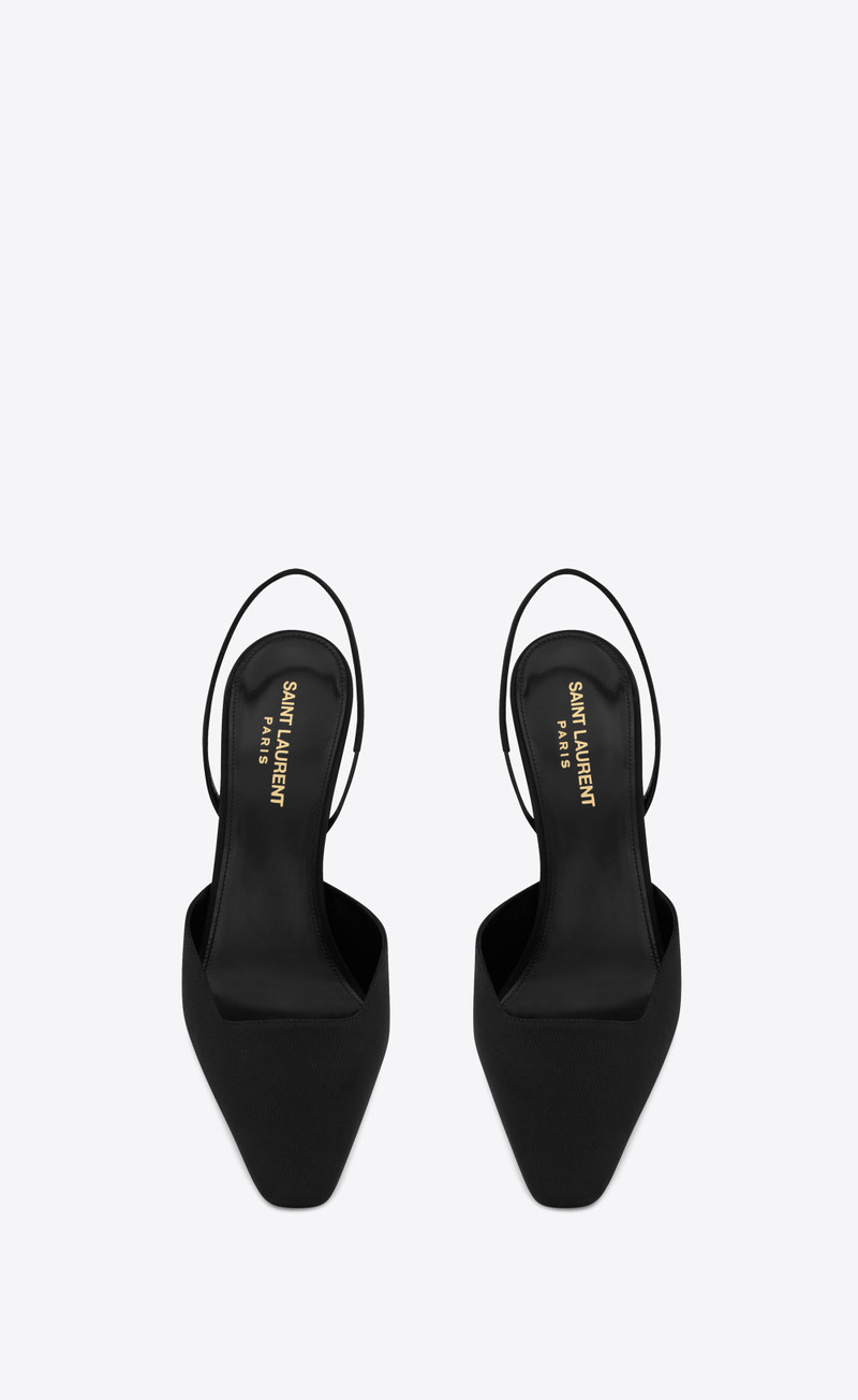 SAINT LAURENT blade slingback pumps in shantung and patent leather outlook