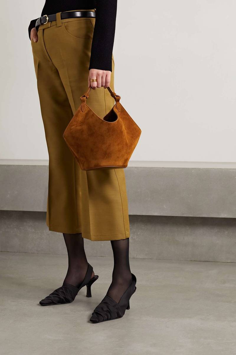 KHAITE Lotus mini suede tote outlook
