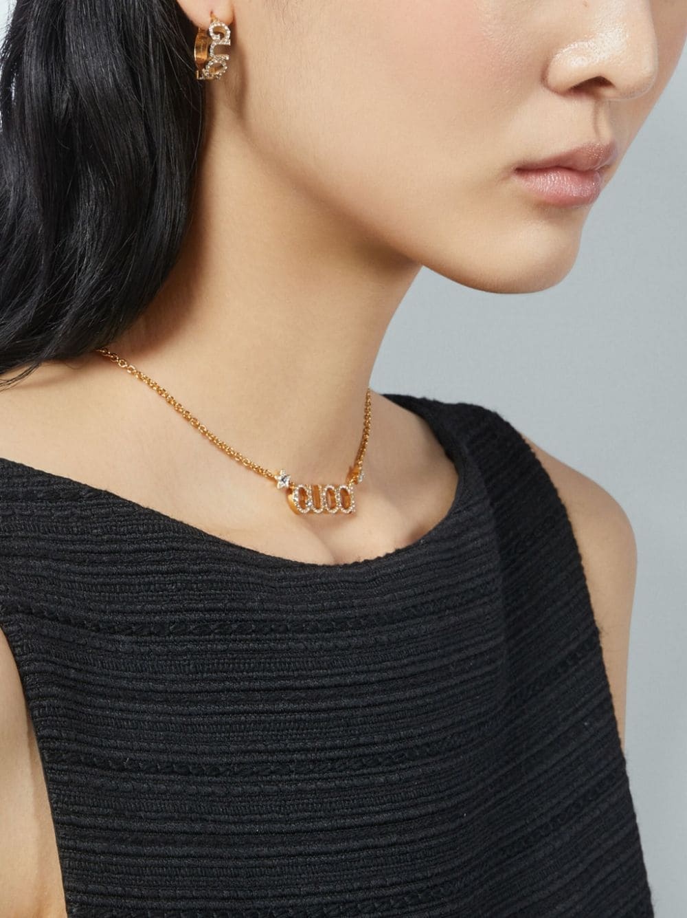 logo crystal-embellished necklace - 4