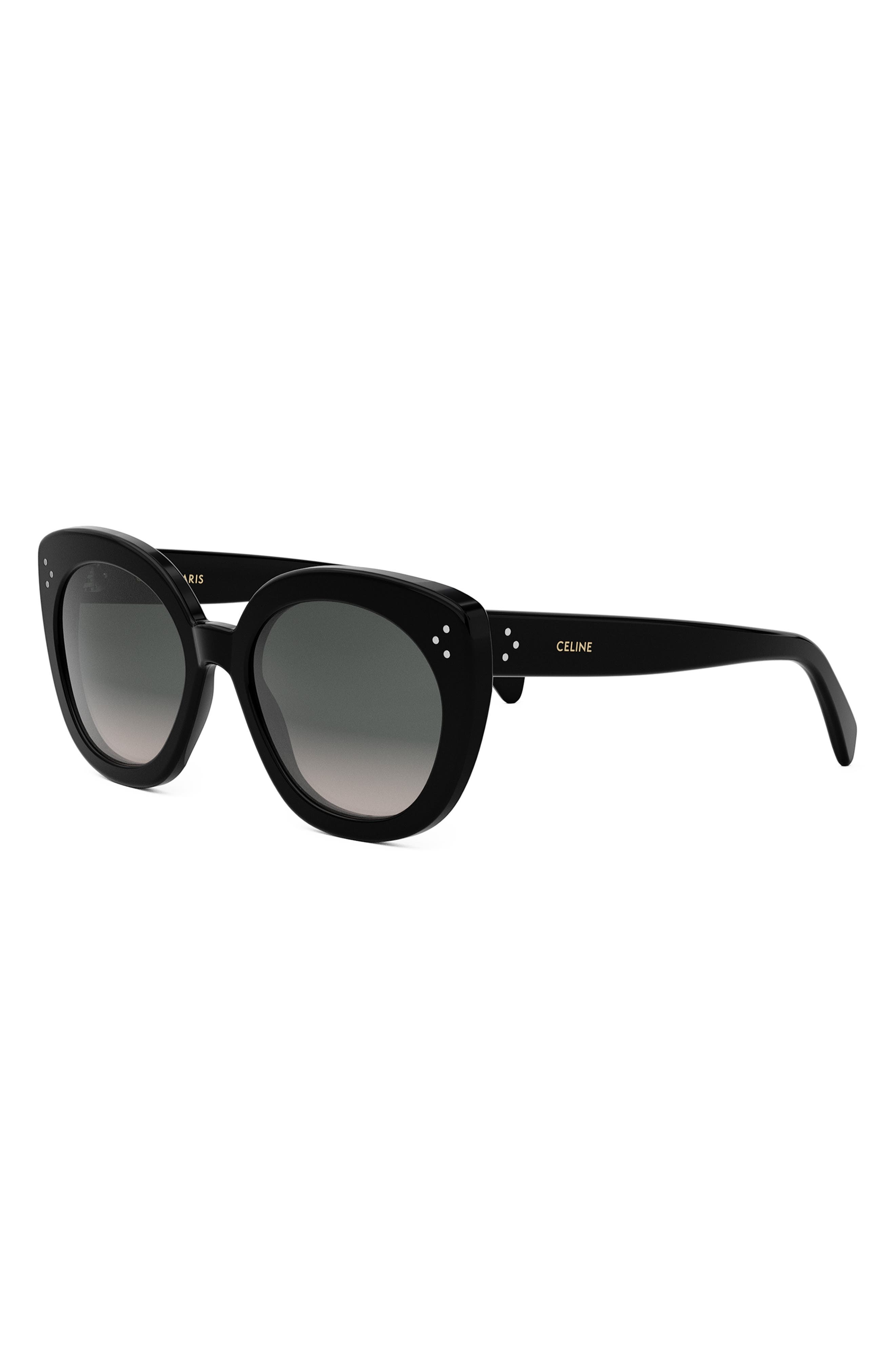CELINE Bold 3 Dots 56mm Butterfly Sunglasses in Shiny Black /Gradient Brown at Nordstrom - 2