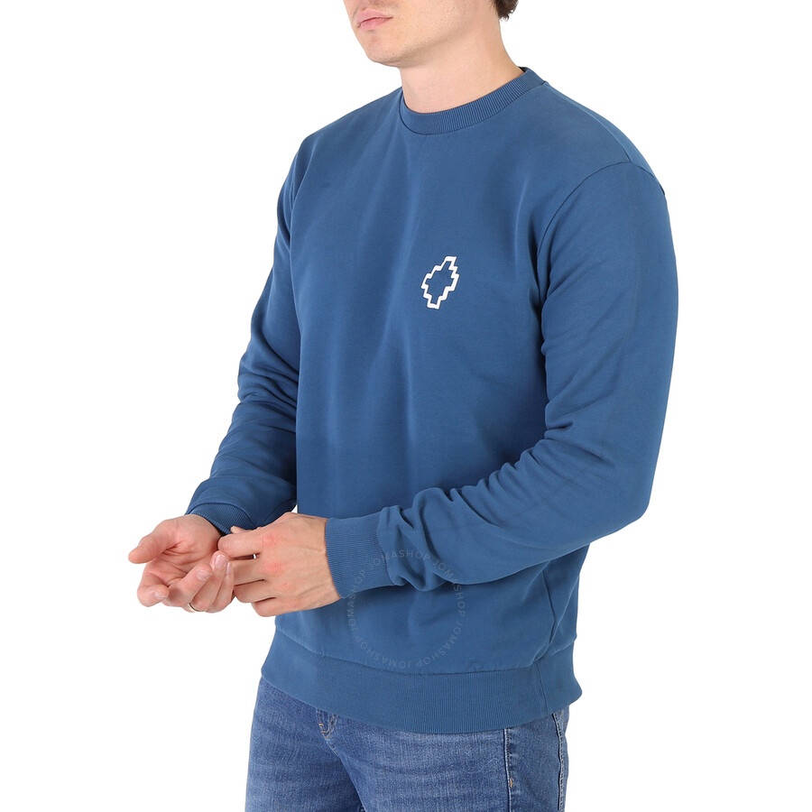 Marcelo Burlon Men's Petrol Blue Tempera Cross Print Sweatshirt - 5