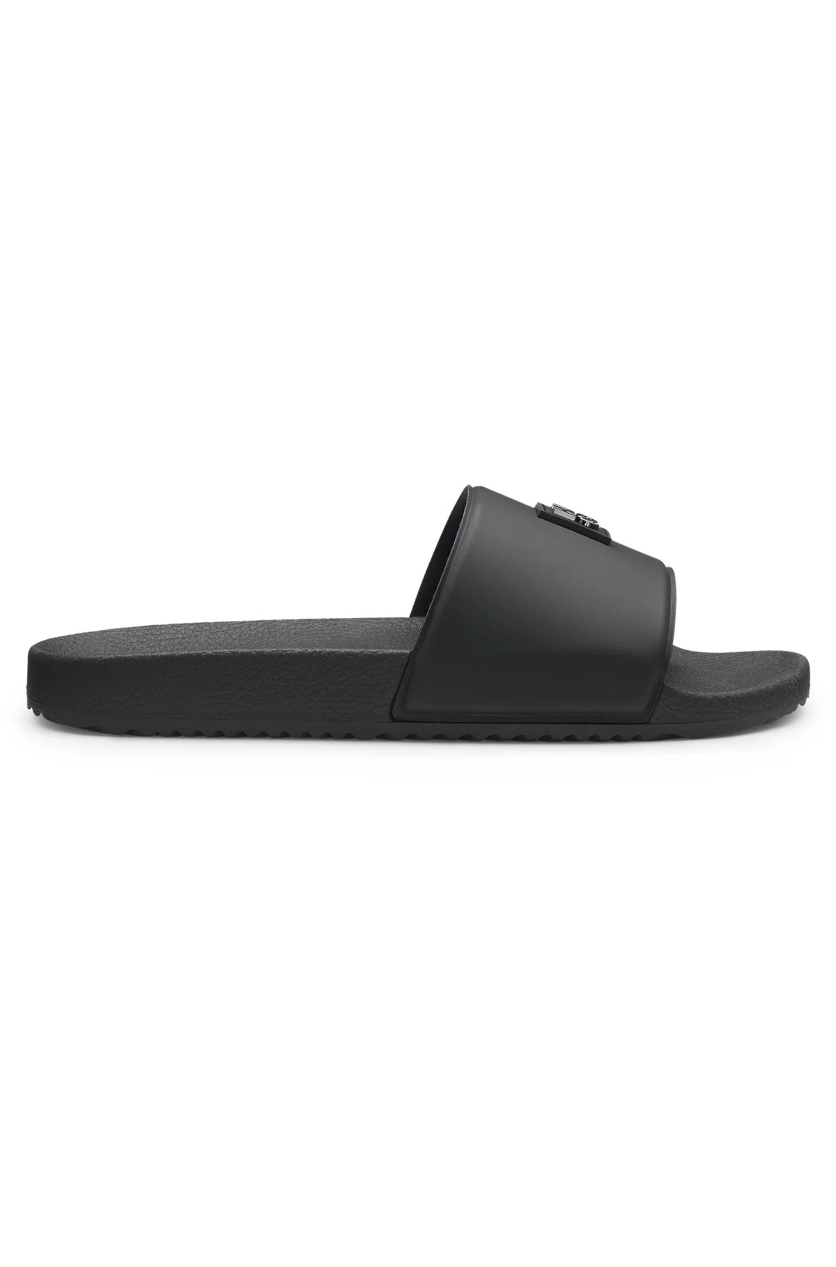 ITALIAN-MADE SLIDES WITH CONTRAST-LOGO STRAP - 1