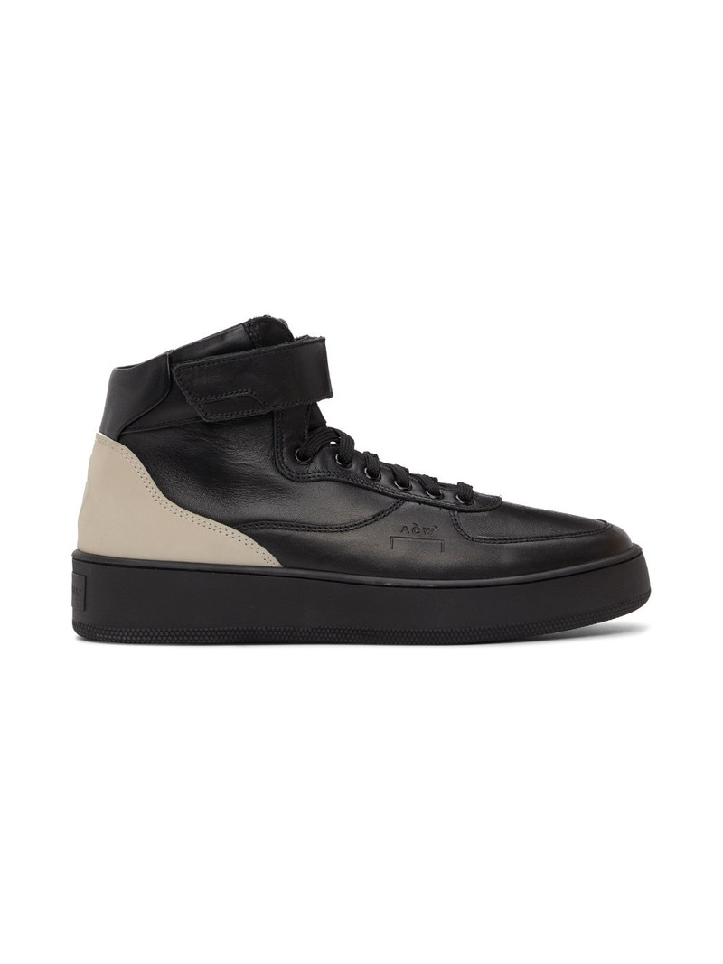 Black Leather Rhombus Hi-Top Sneakers 1
