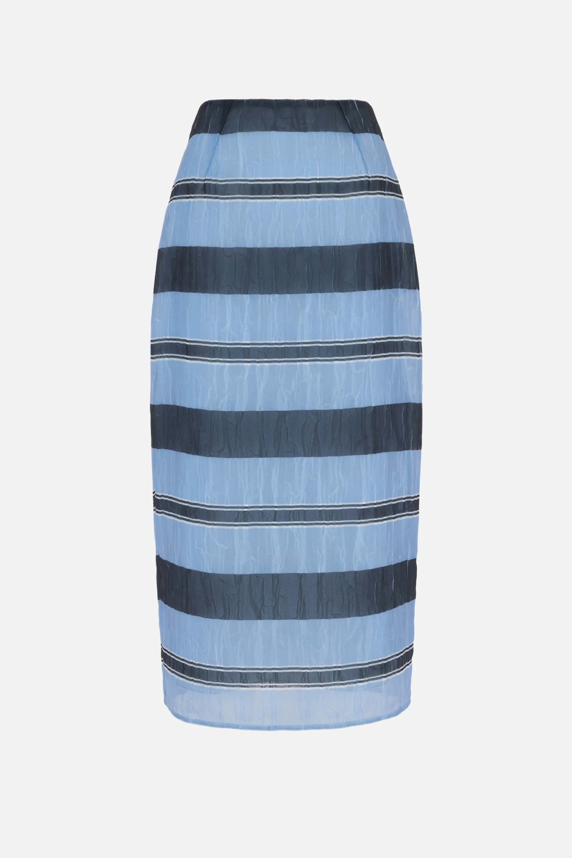 Priya Skirt in Blue & Black Textured Organza - 1
