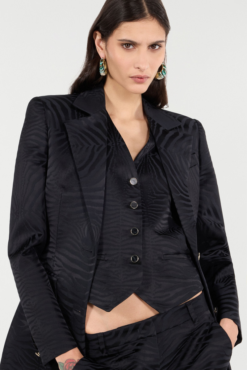 Blazer With Solid-Color Tiger Skin Design 6