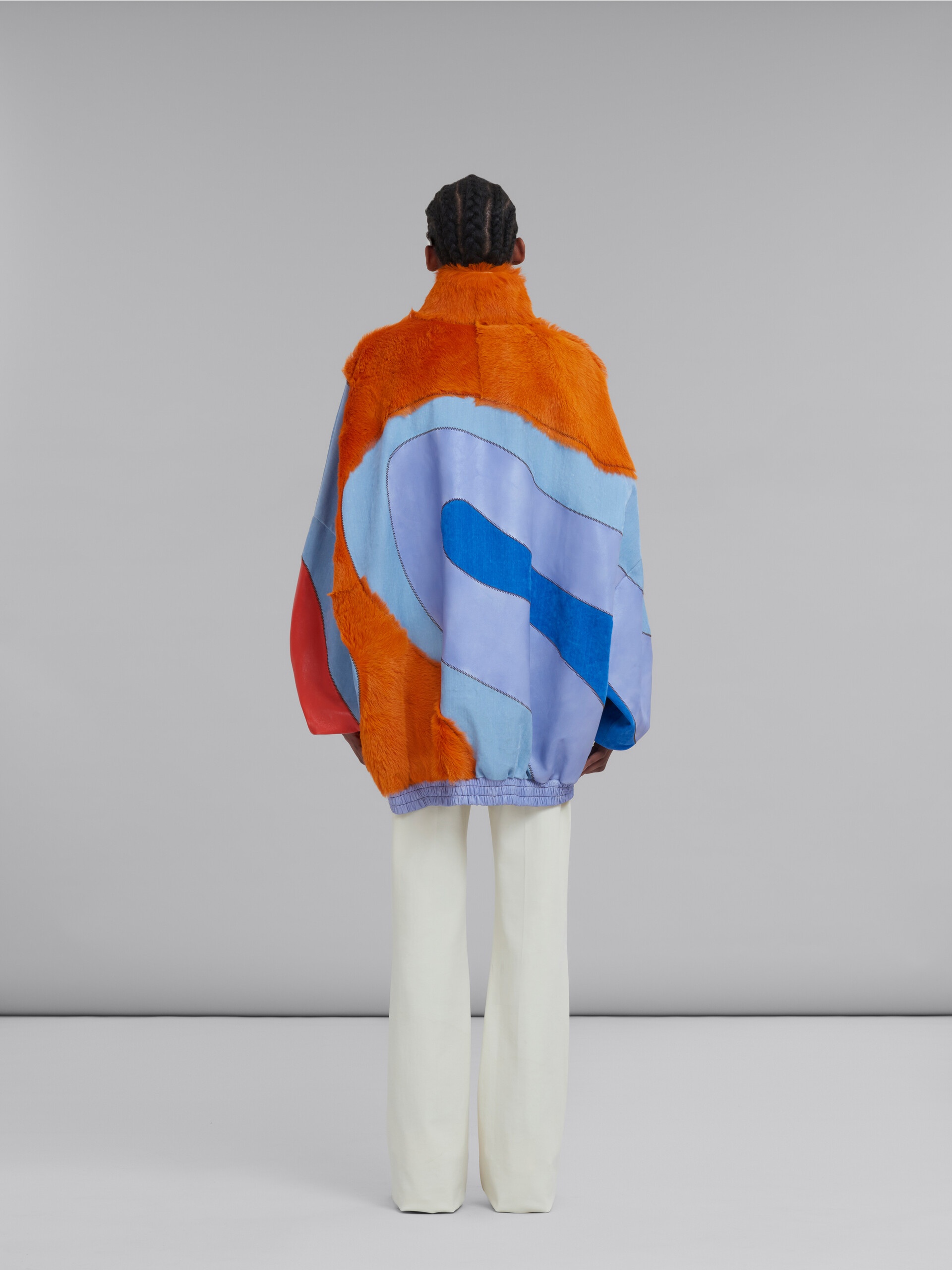 MULTICOLOUR JACKET IN LONG HAIR CALFSKIN WITH INLAYS - 3