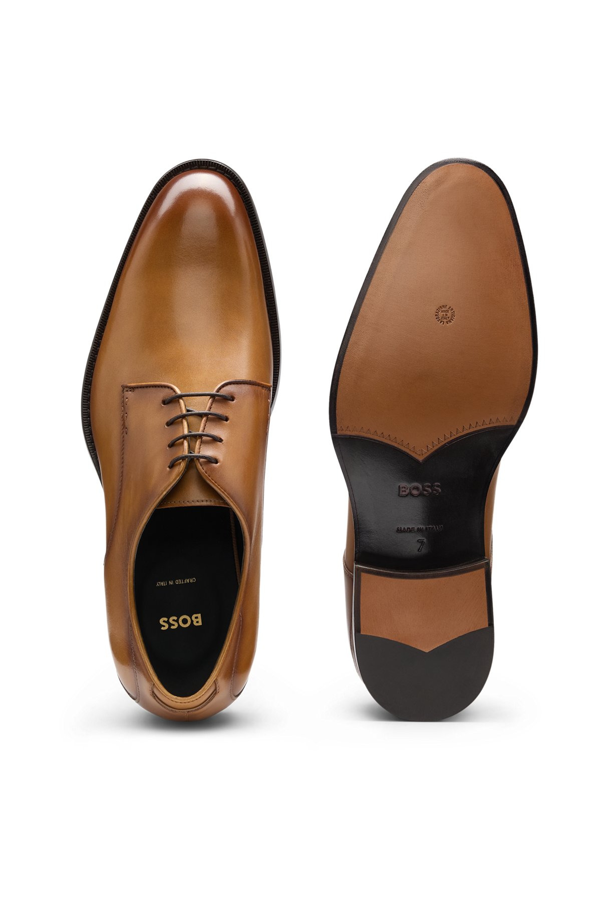 BURNISHED-LEATHER DERBY SHOES WITH STITCH DETAILS - 4
