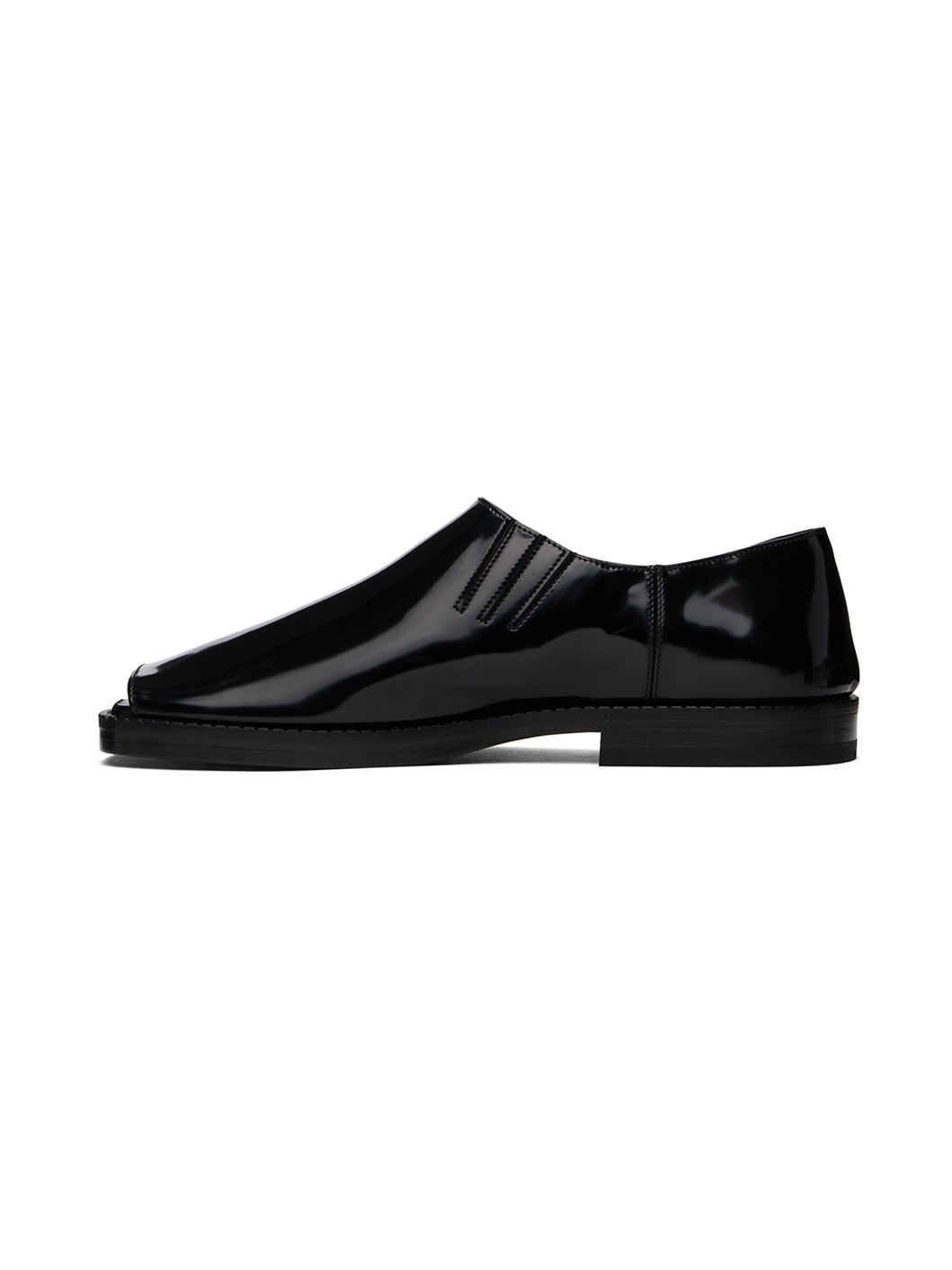 Black Open Toe Loafers - 3