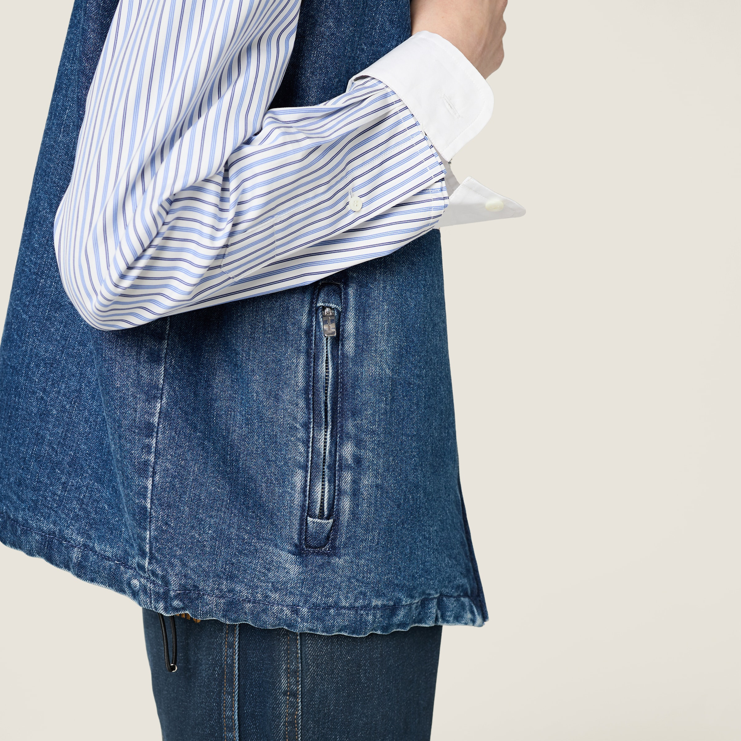 Cashmere denim blouson vest - 6