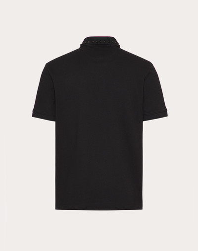 Valentino COTTON PIQUÉ POLO SHIRT WITH BLACK UNTITLED STUDS outlook