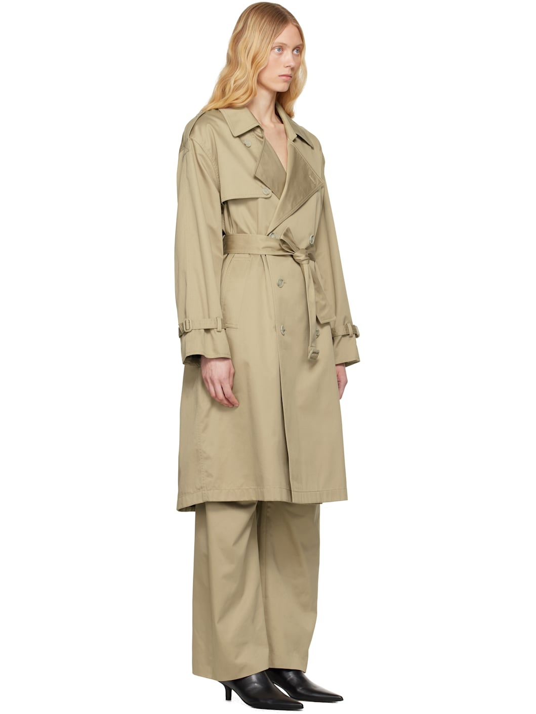 Beige Dual Wear Light Cotton Twill Trench Coat - 2