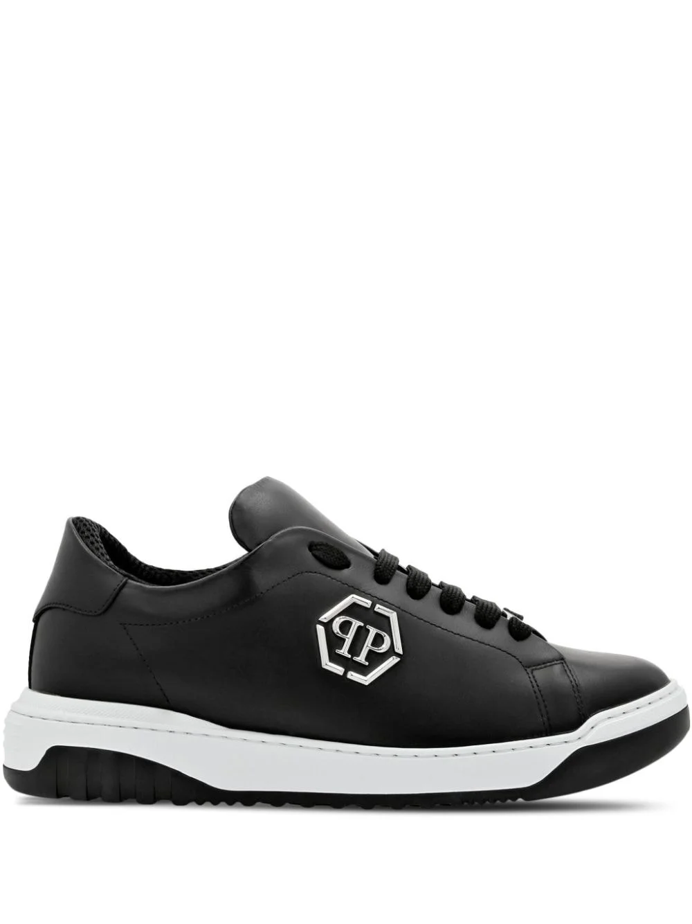 logo-appliqué leather sneakers - 1