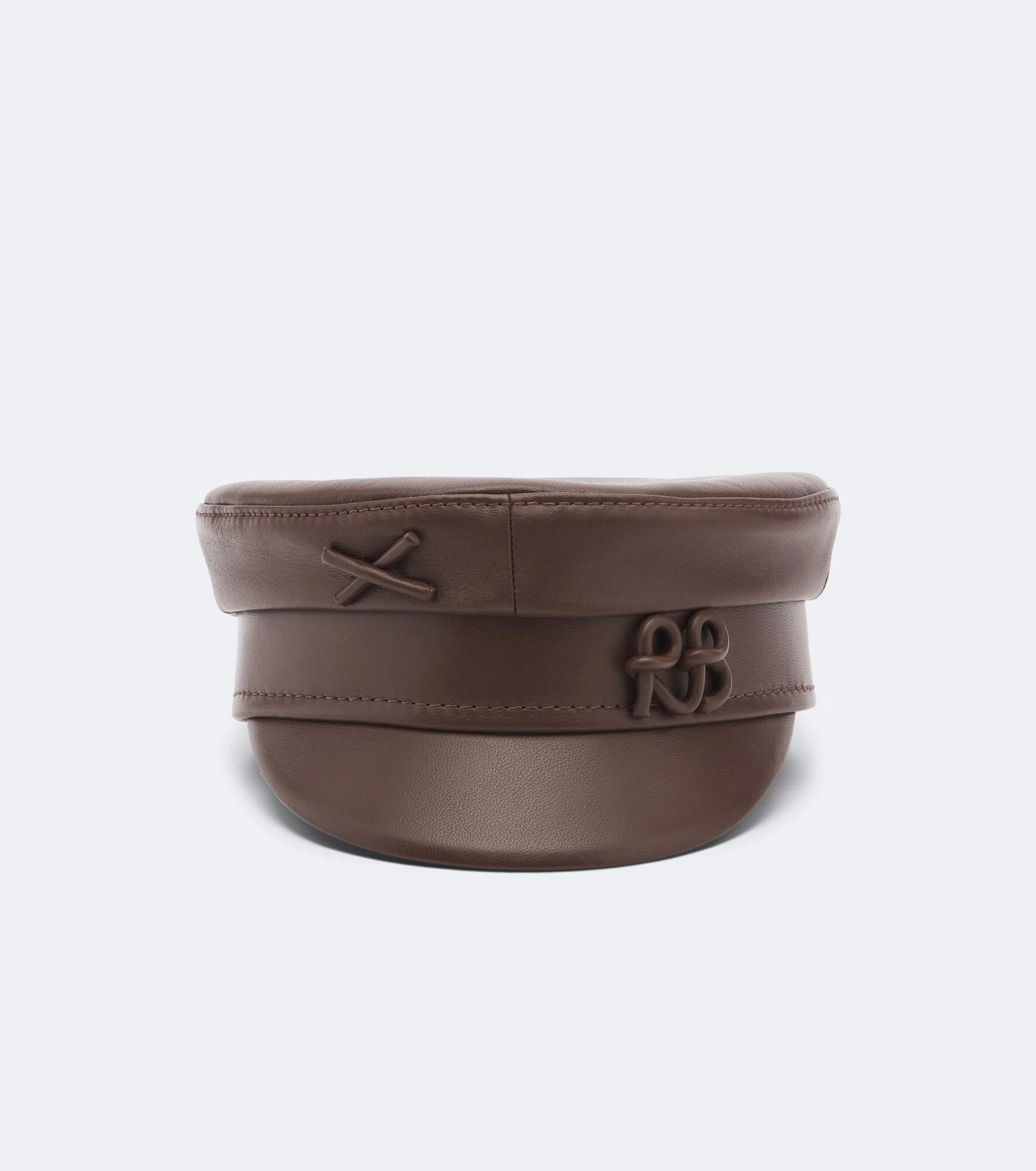 Logo leather newsboy cap - 1