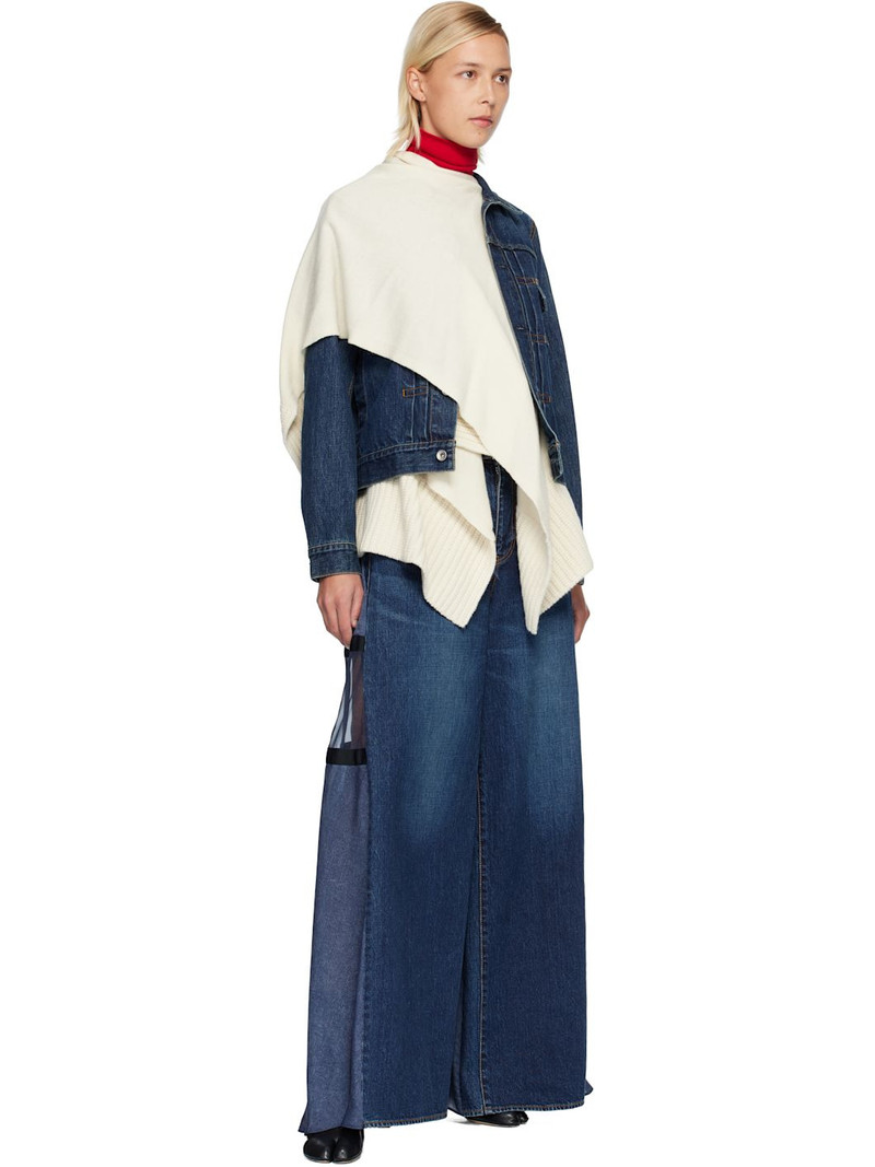 sacai Blue & White Denim & Wool Knit Jacket Set outlook