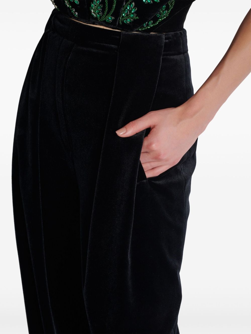 pleated velvet trousers - 7