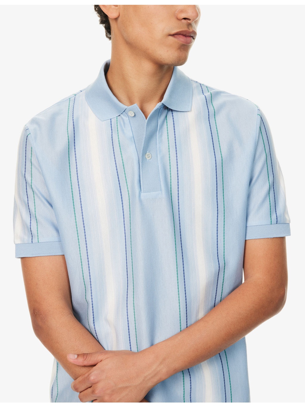 Striped Short-Sleeve Cotton-Pique Polo Shirt - 5