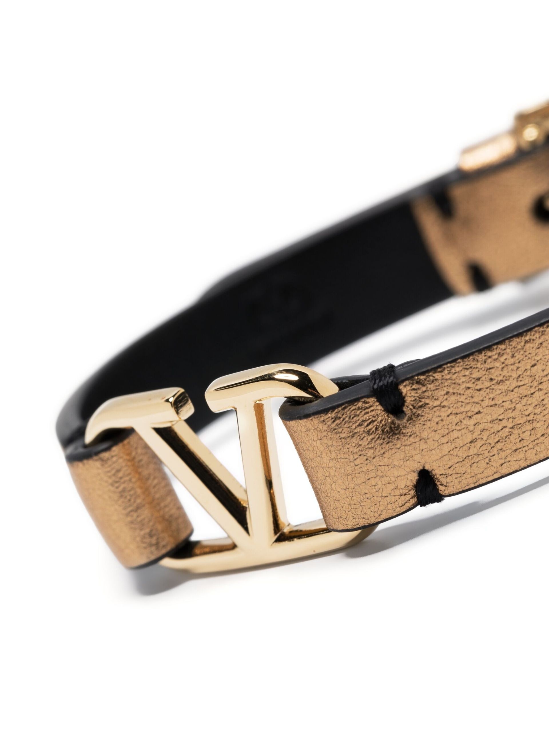 Gold-Tone VLogo Signature Leather Bracelet - 3