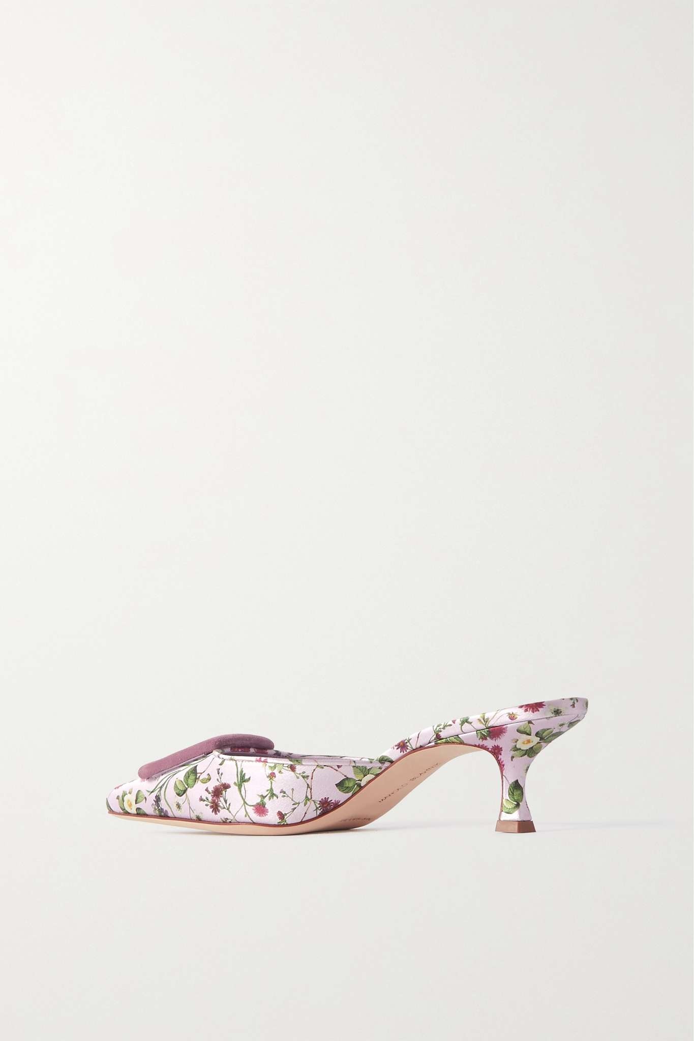 Maysalebi 50 suede-trimmed floral-print satin mules - 3