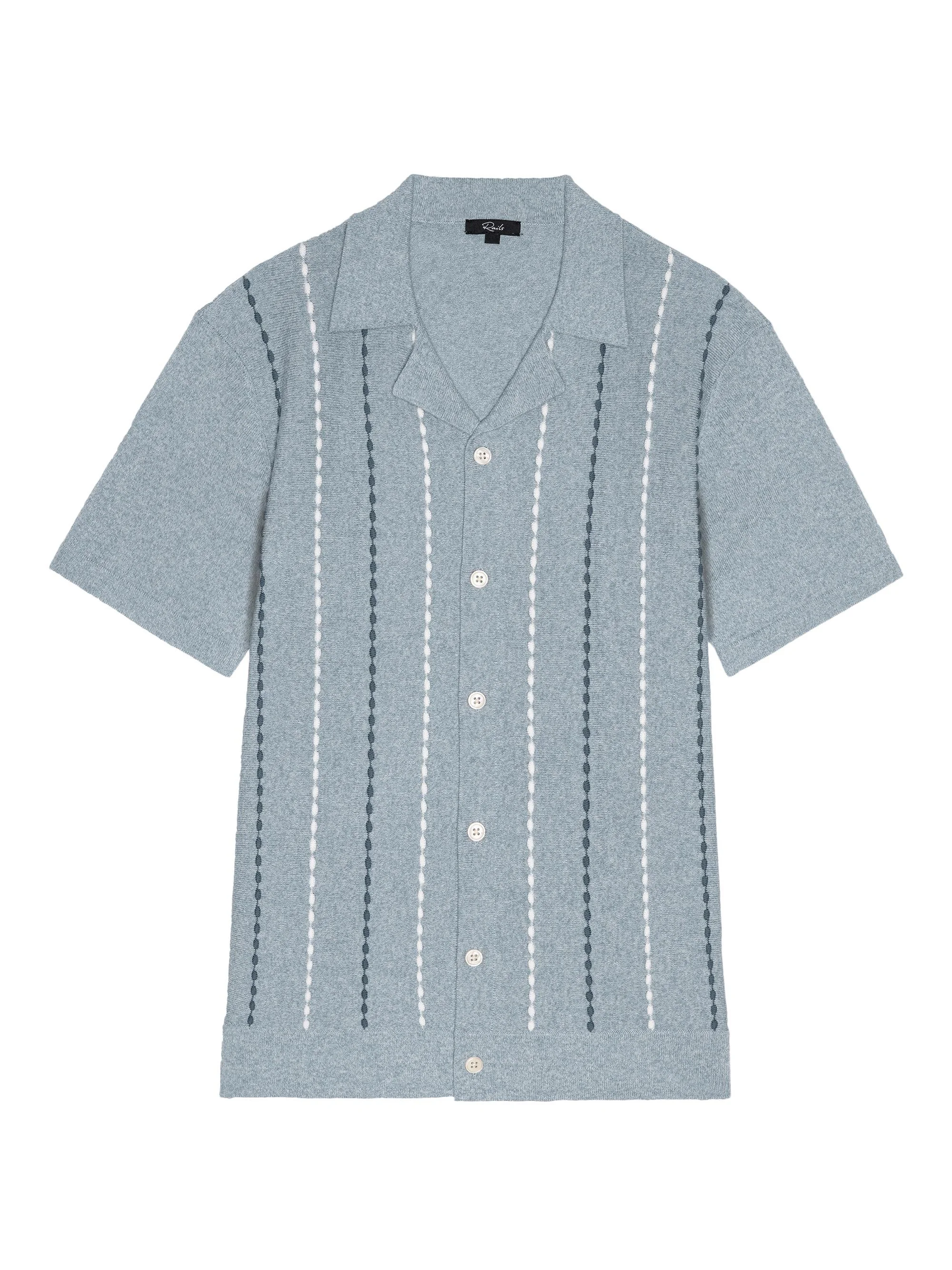 Men's Richie Cotton-Blend Camp Shirt - Navy White Sky - 1