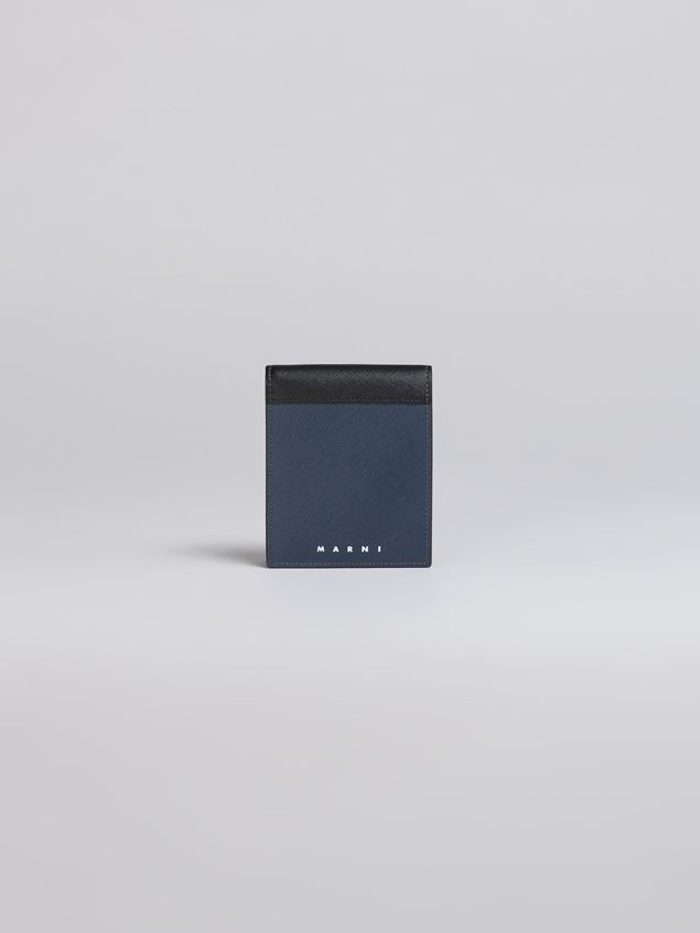 BLACK AND BLUE SAFFIANO LEATHER YEN AND USD BI-FOLD WALLET - 1