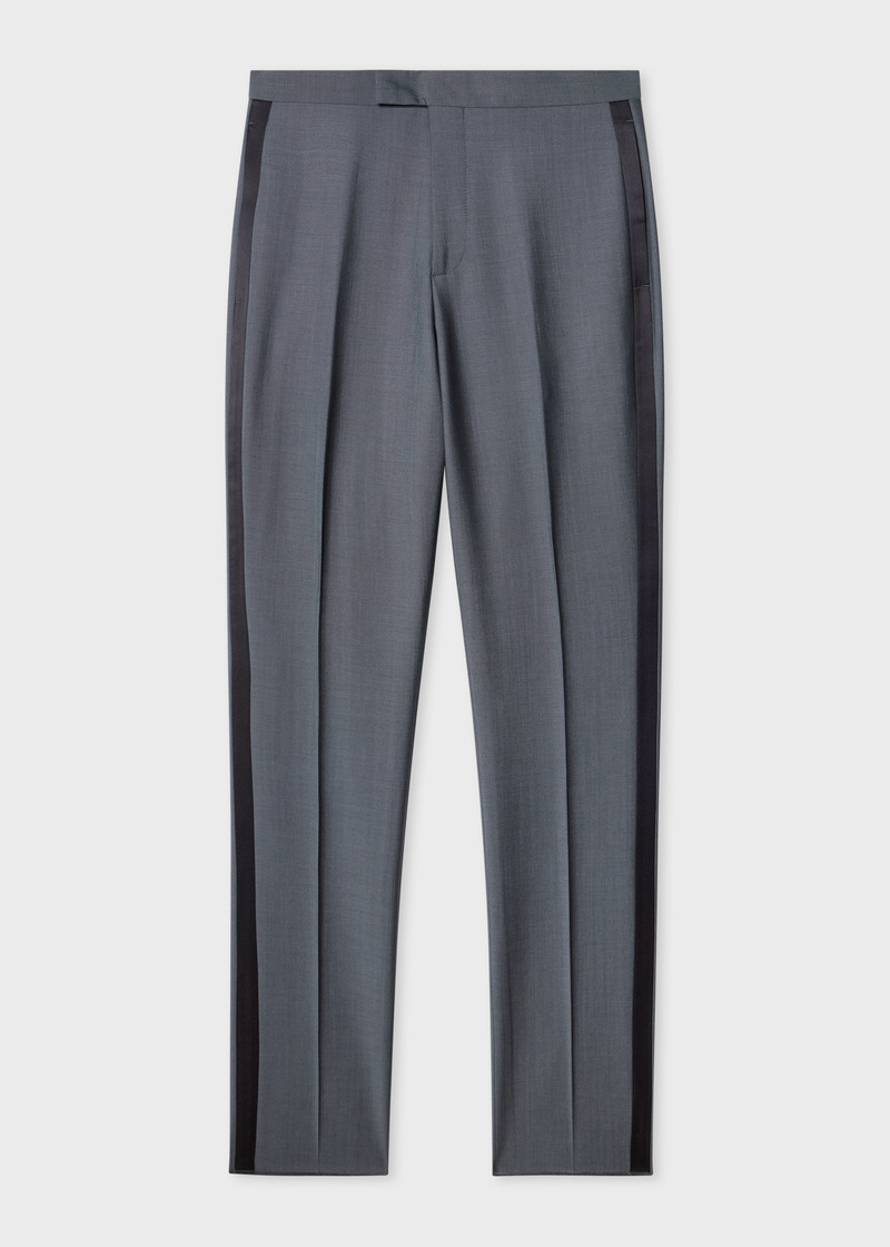 Tailored-Fit Slate Blue Wool-Mohair Evening Trousers 1