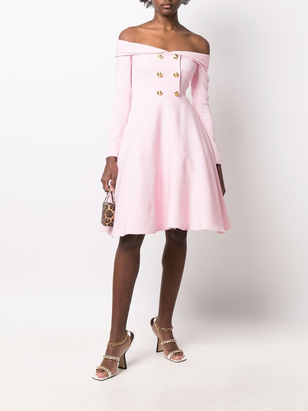off-shoulder button-detail dress - 2