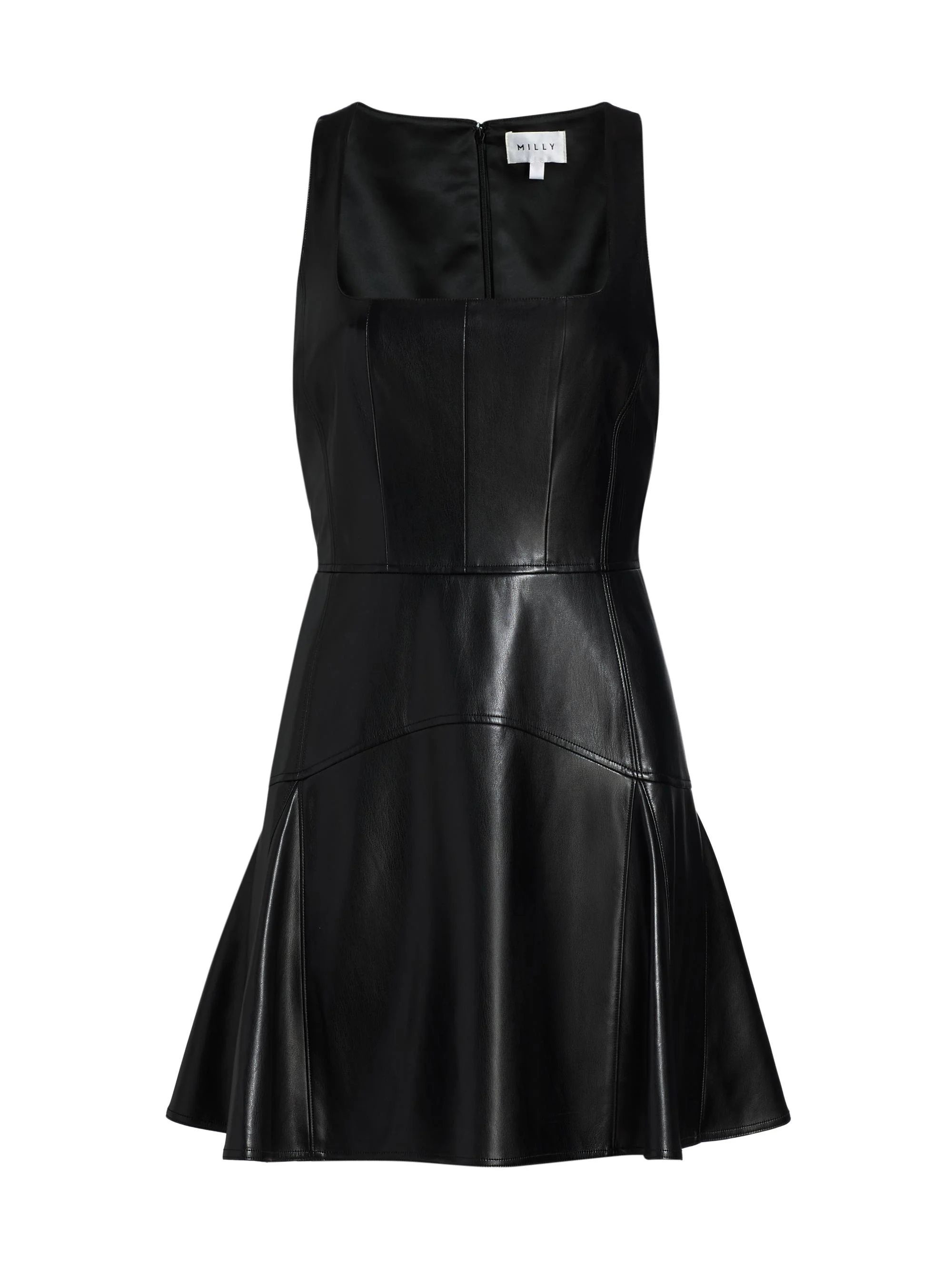 Women's Faux-Leather A-Line Minidress - Black - 1