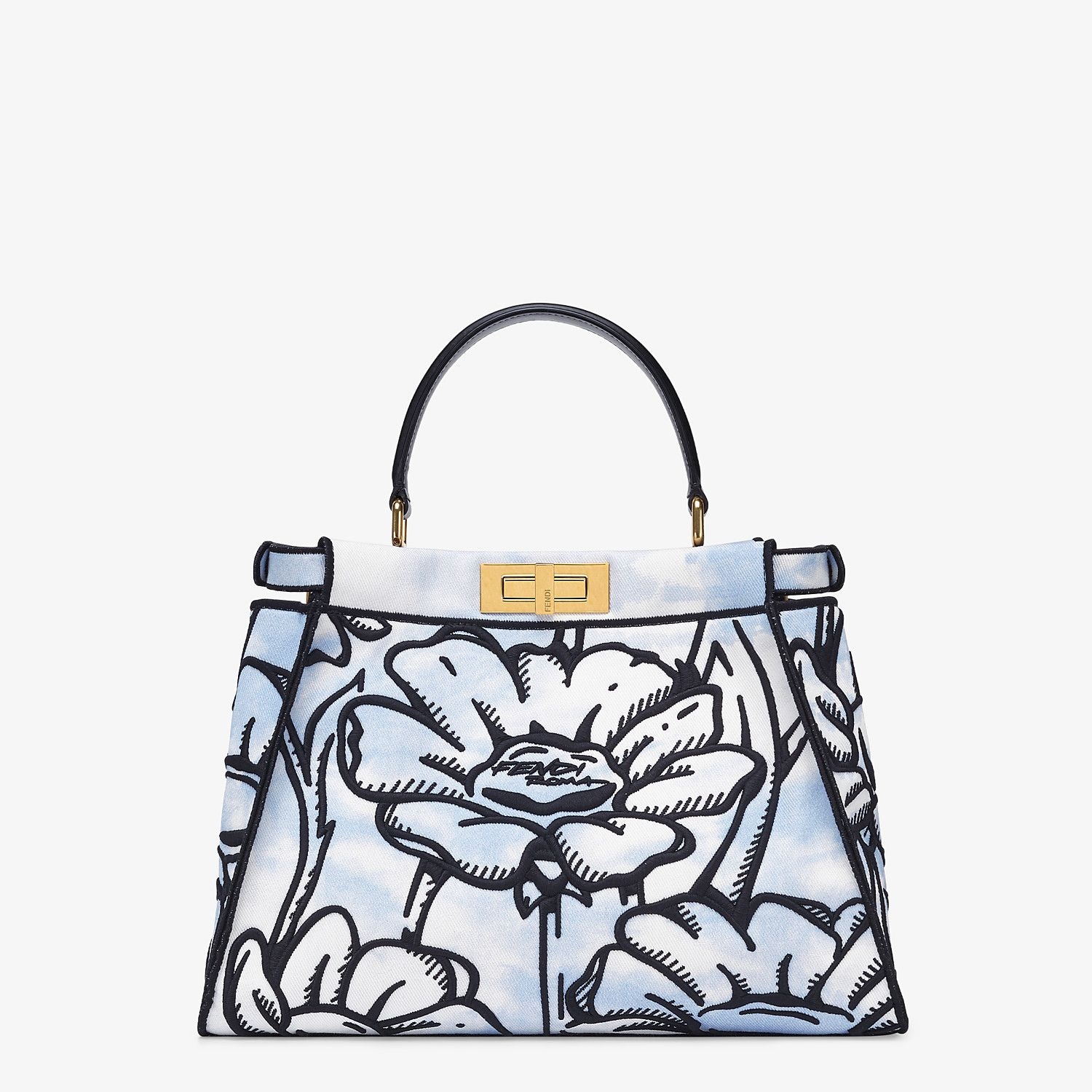 Light blue denim and floral embroidery bag - 4