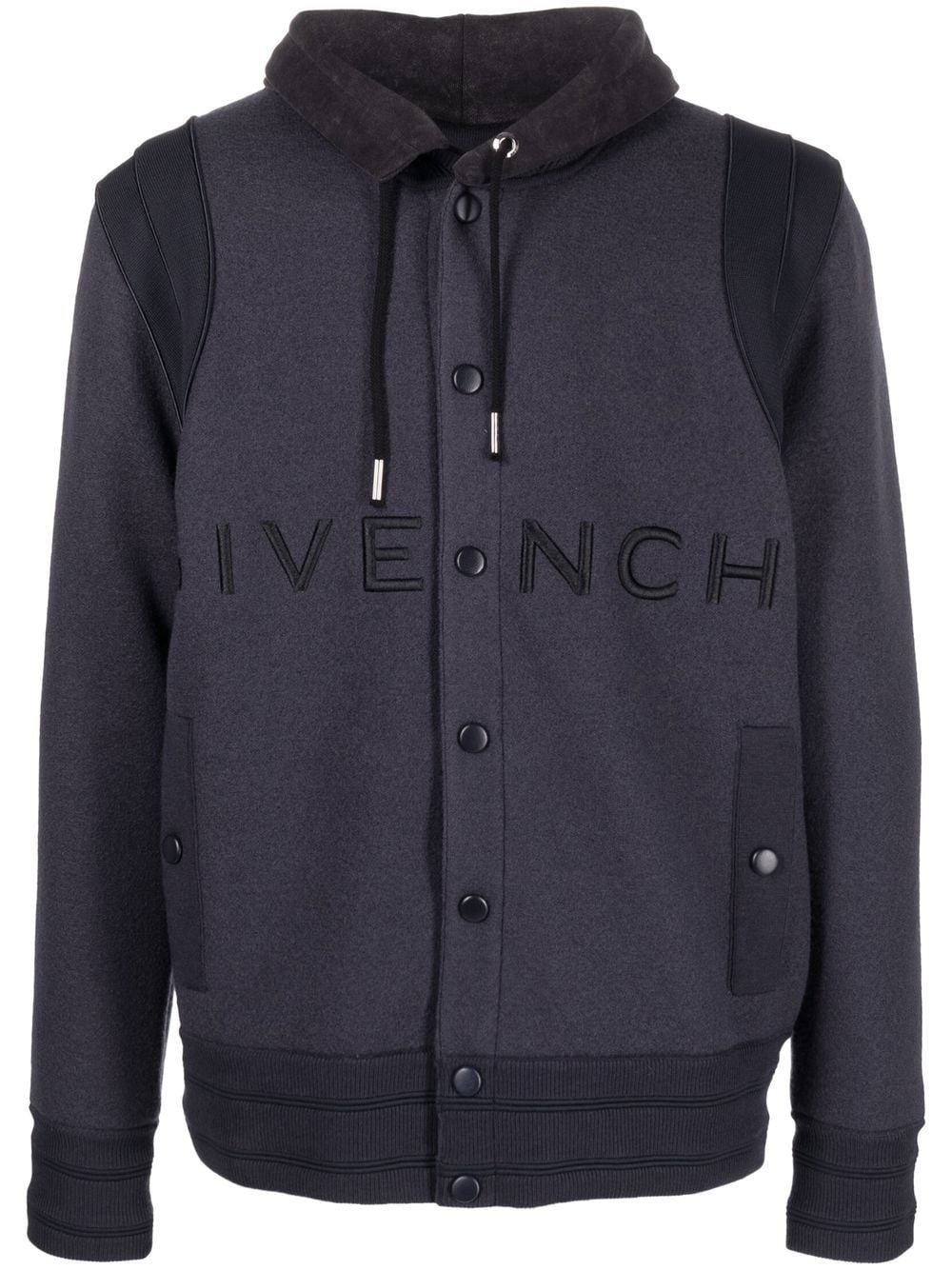 embroidered-logo hooded jacket - 1