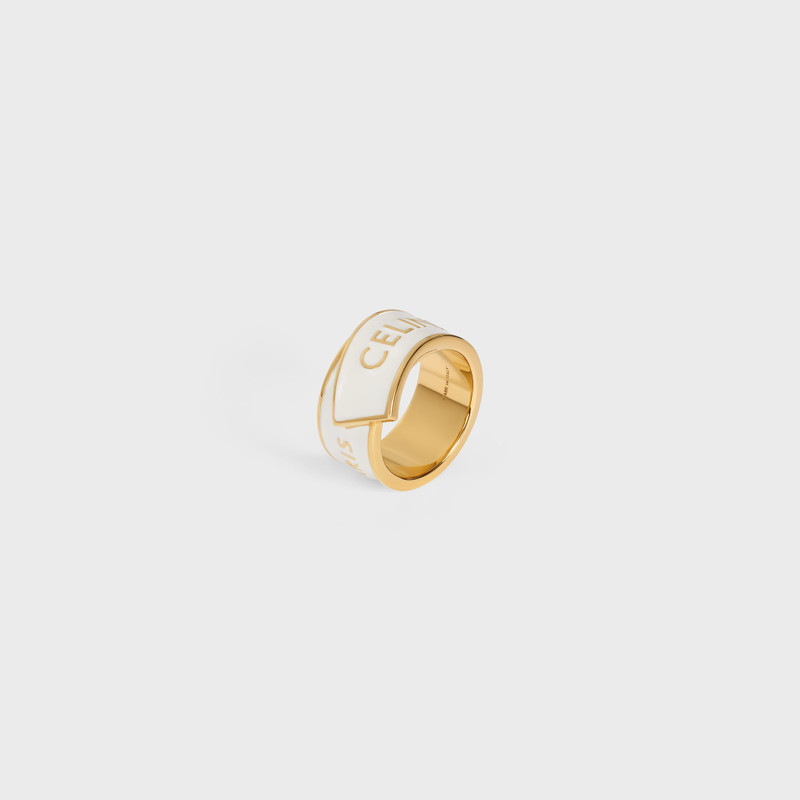 CELINE RIBBON RING IN ENAMEL AND BRASS WITH GOLD FINISH 3