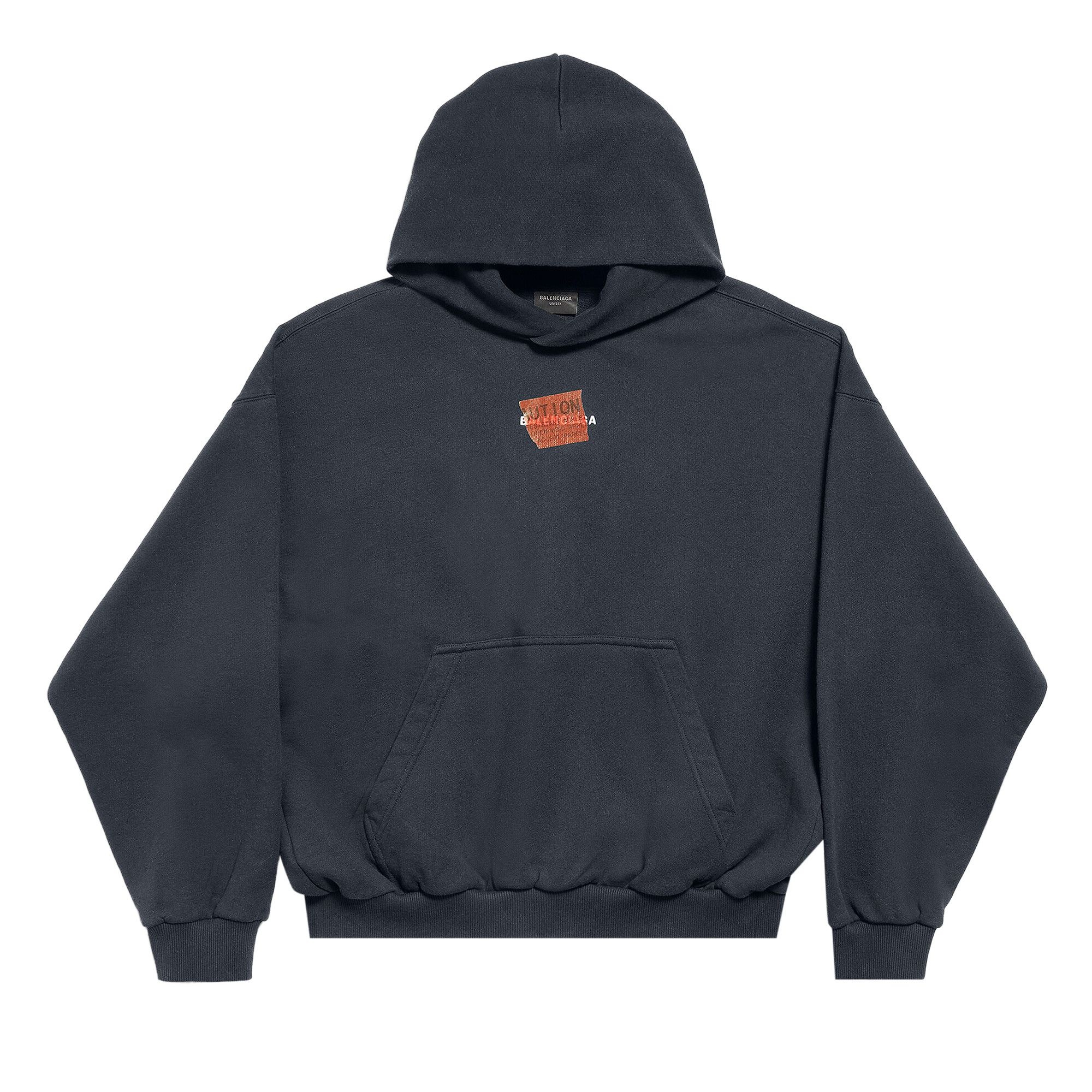 Balenciaga Taped Back Hoodie 'Faded Black/White/Red' - 1