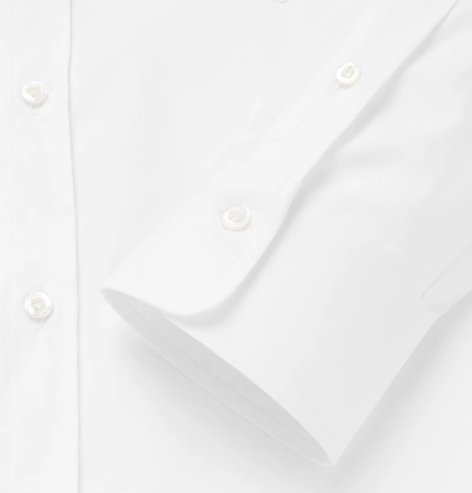 White Slim-Fit Cutaway-Collar Embroidered Cotton-Poplin Shirt - 3