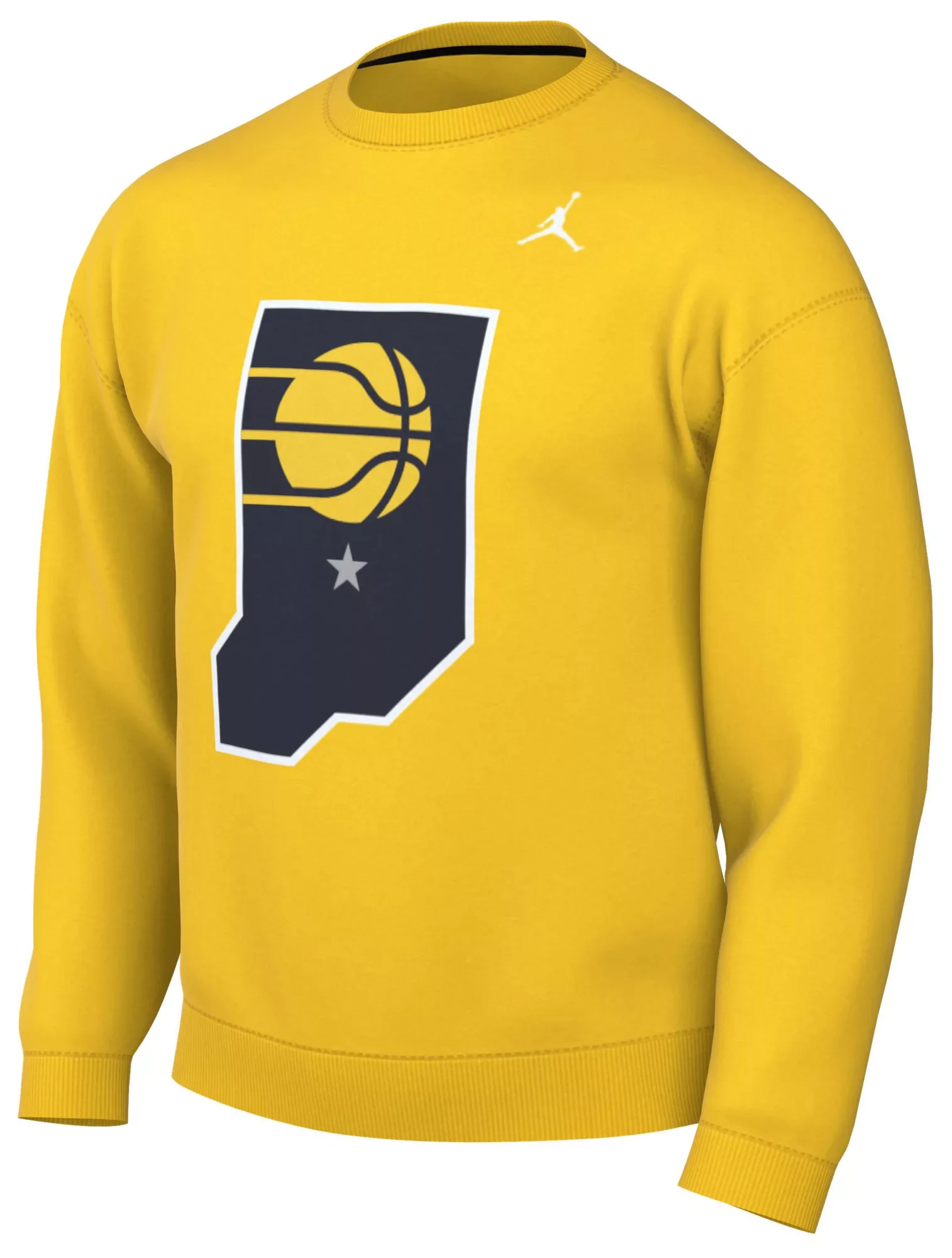 Nike Men's Indiana Pacers Yellow Statement Logo Crewneck Sweatshirt - 1