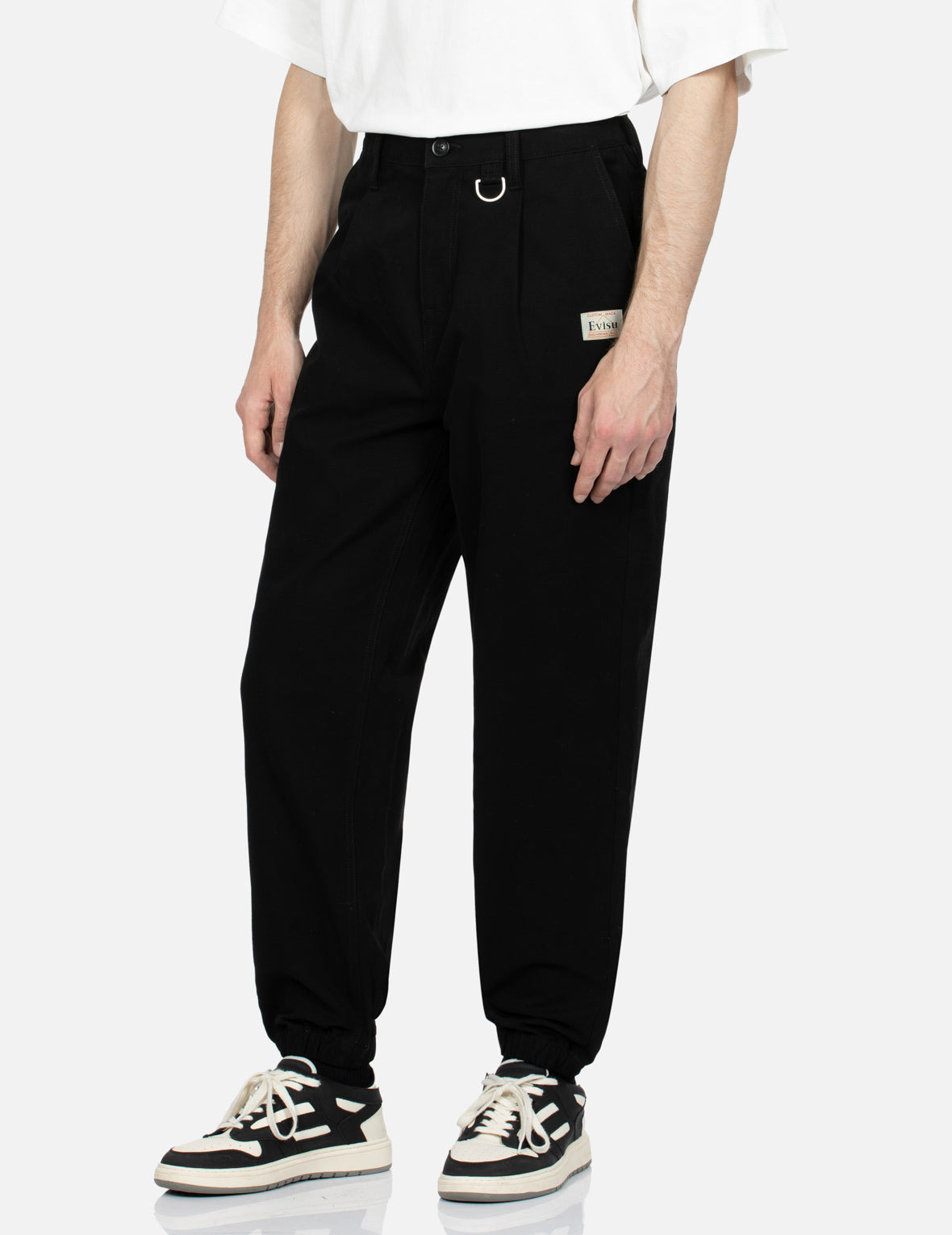 KAMON AND LOGO EMBROIDERY WOVEN JOGGER PANTS - 8