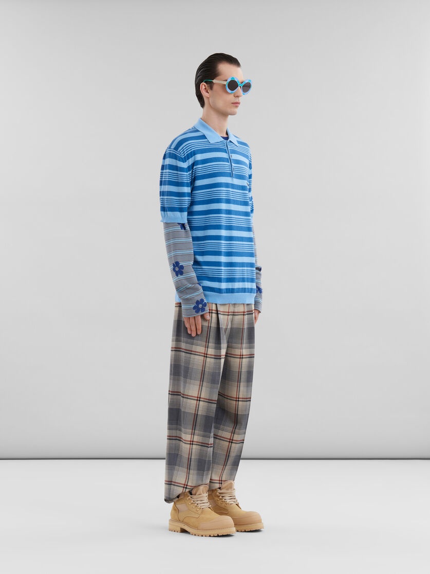 BLUE COTTON-VISCOSE STRIPED JUMPER WITH FLORAL MOTIF - 5