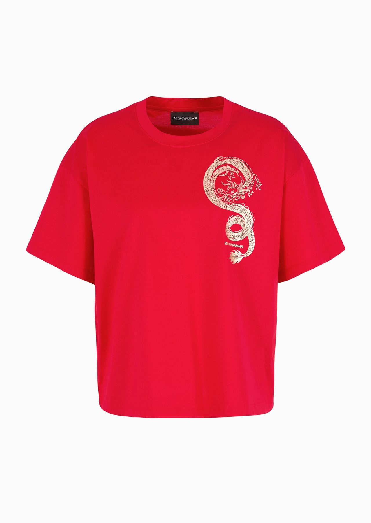 mercerised-jersey T-shirt with dragon print - 1