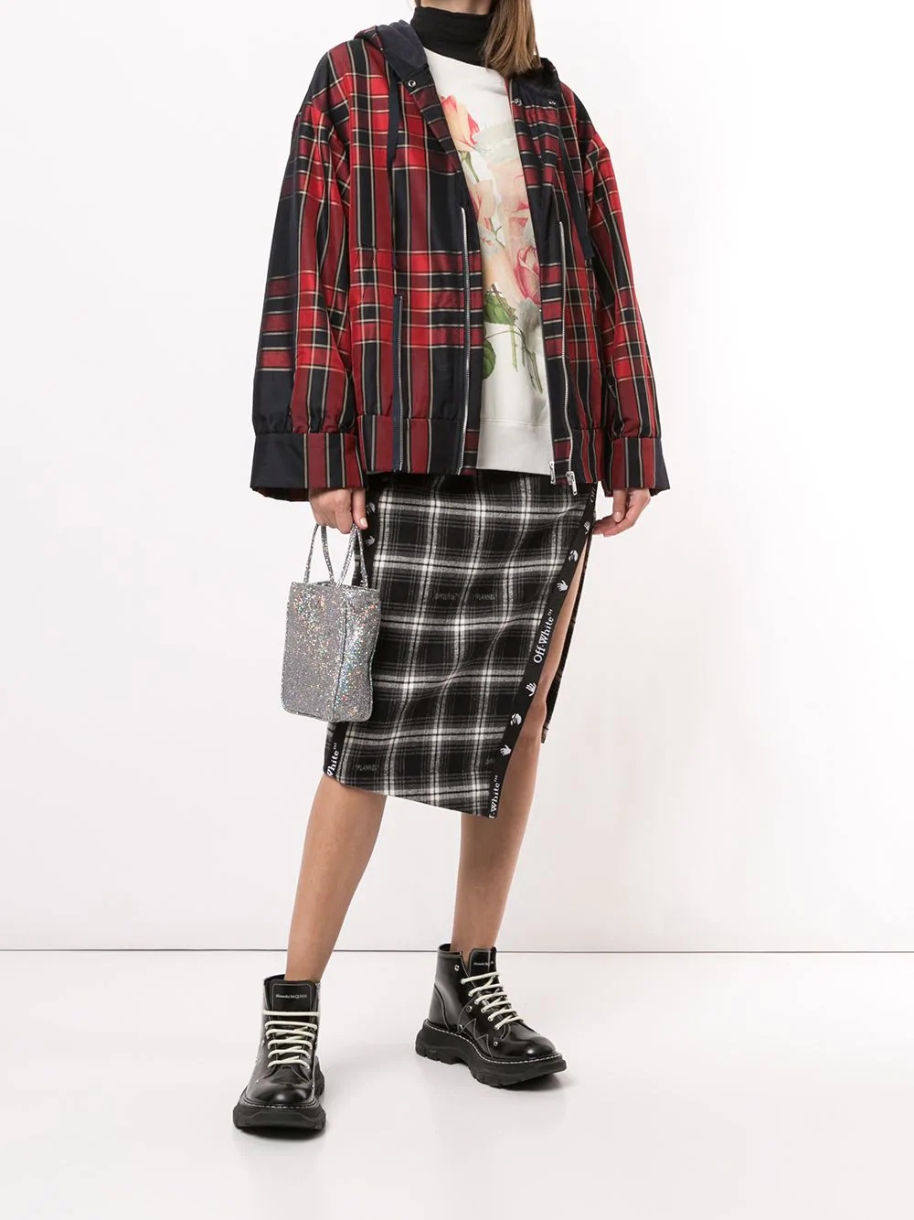 hooded plaid jacket - 2