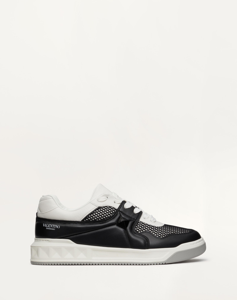 ONE STUD LOW-TOP MESH AND NAPPA LEATHER SNEAKER - 1
