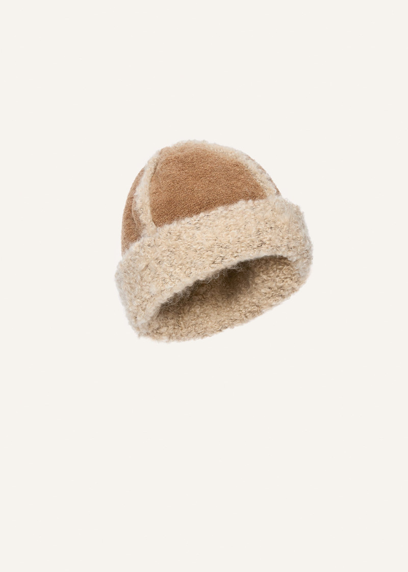 MAGDA BUTRYM Wool and mohair shearling hat in beige outlook