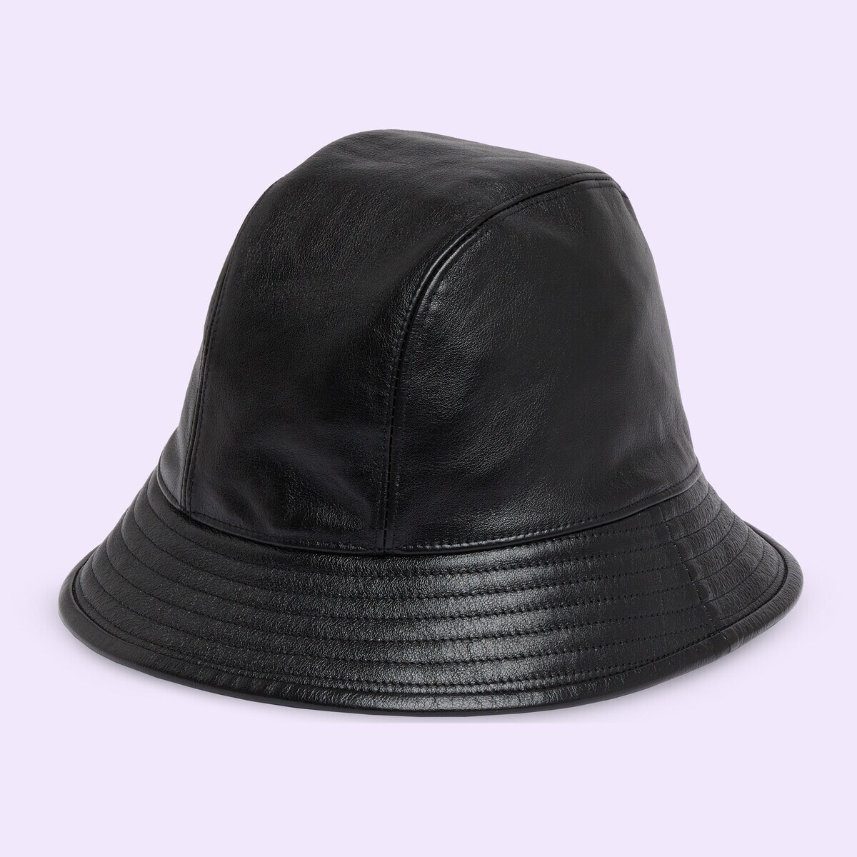 Leather bucket hat with Double G - 4