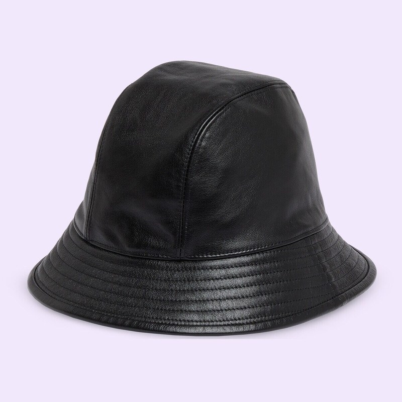 Leather bucket hat with Double G 4