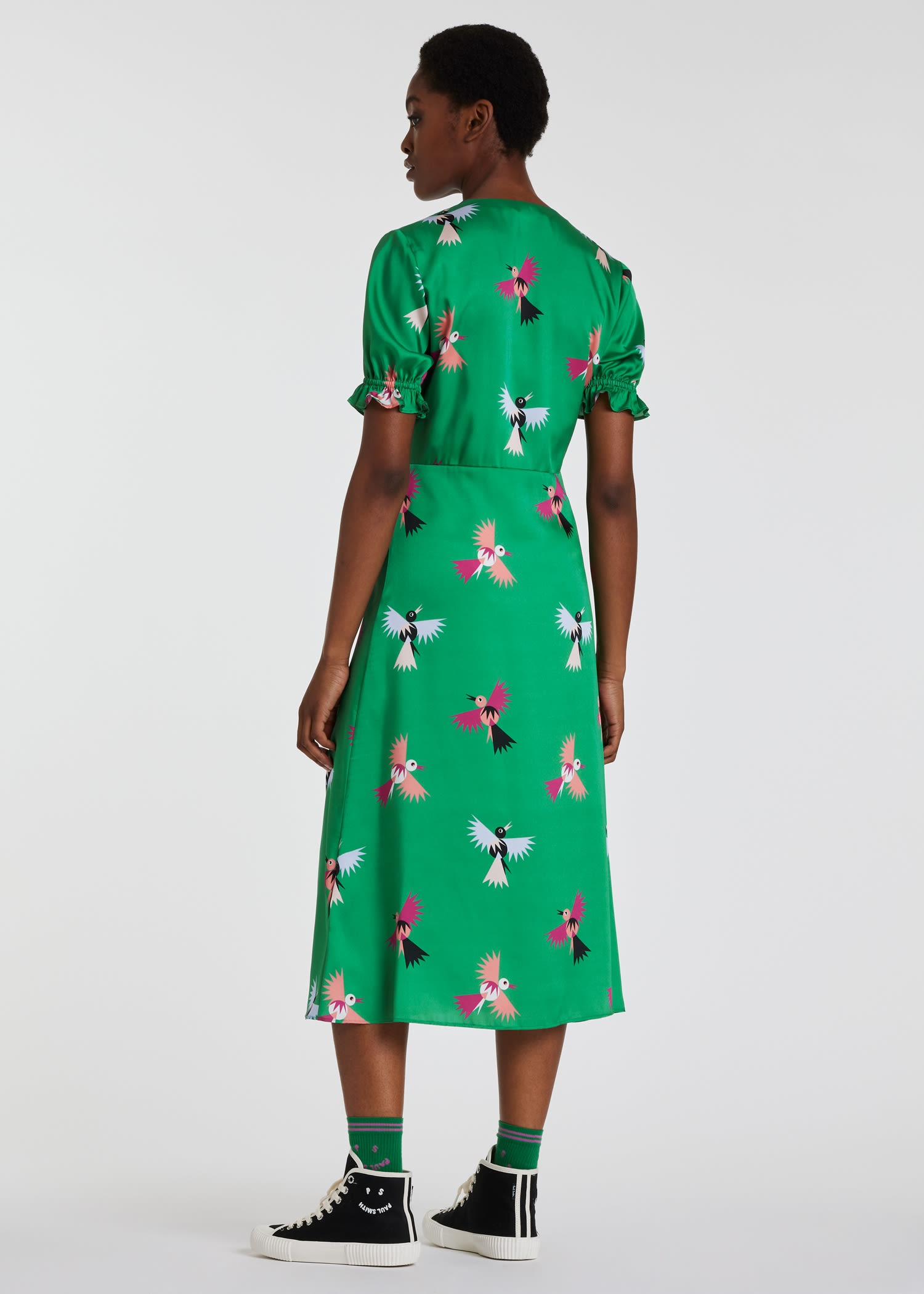 'Swallow Stencil' Midi Dress - 6