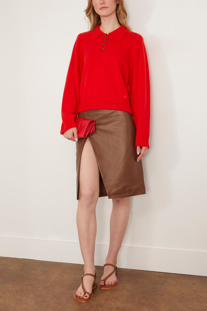 Loulou de Saison Ekare Slit Skirt in Wood outlook