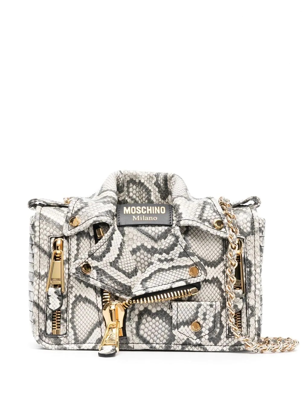 Biker python-print shoulder bag - 1