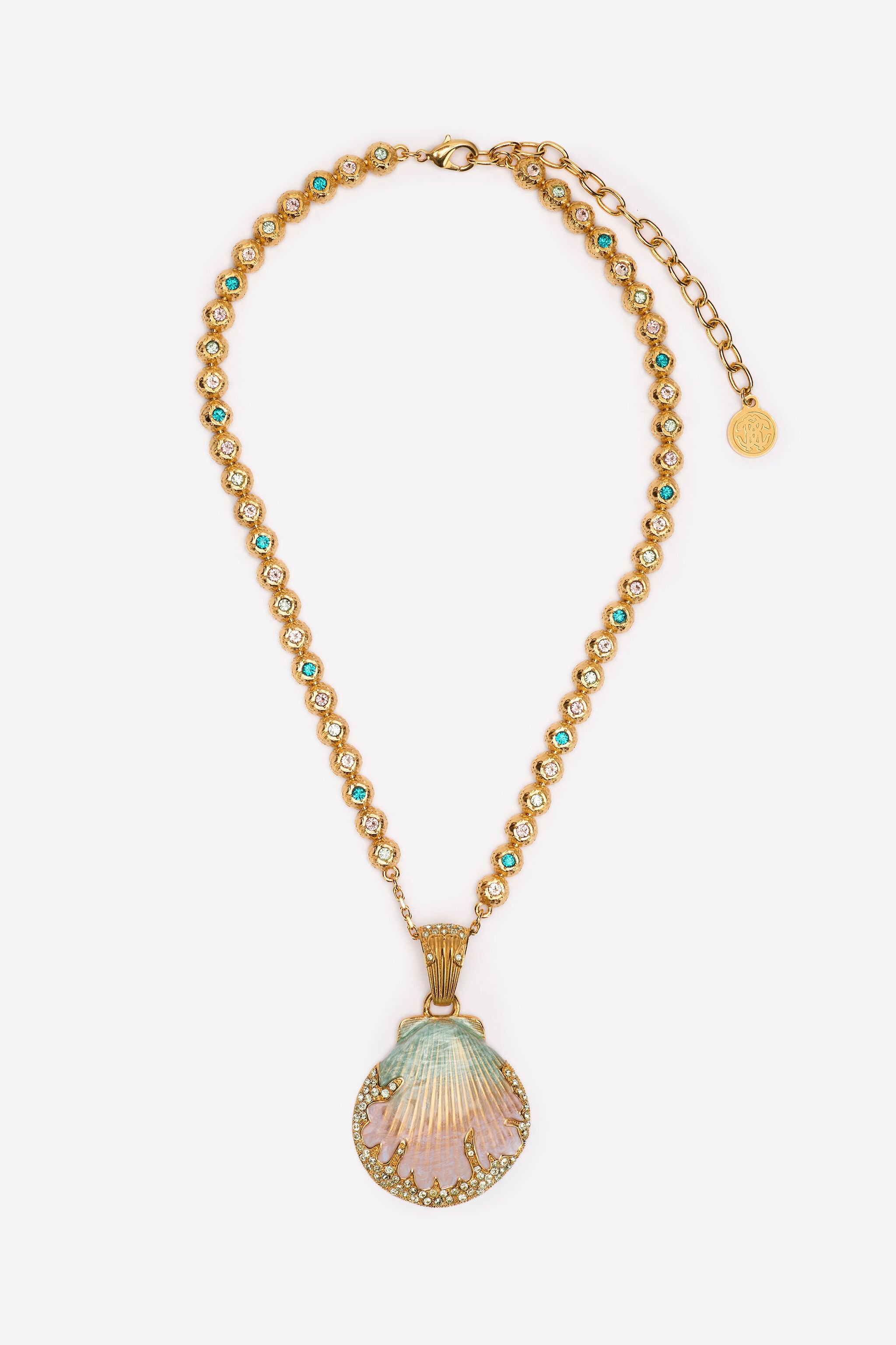 Necklace With Shell Pendant And Crystals - 1