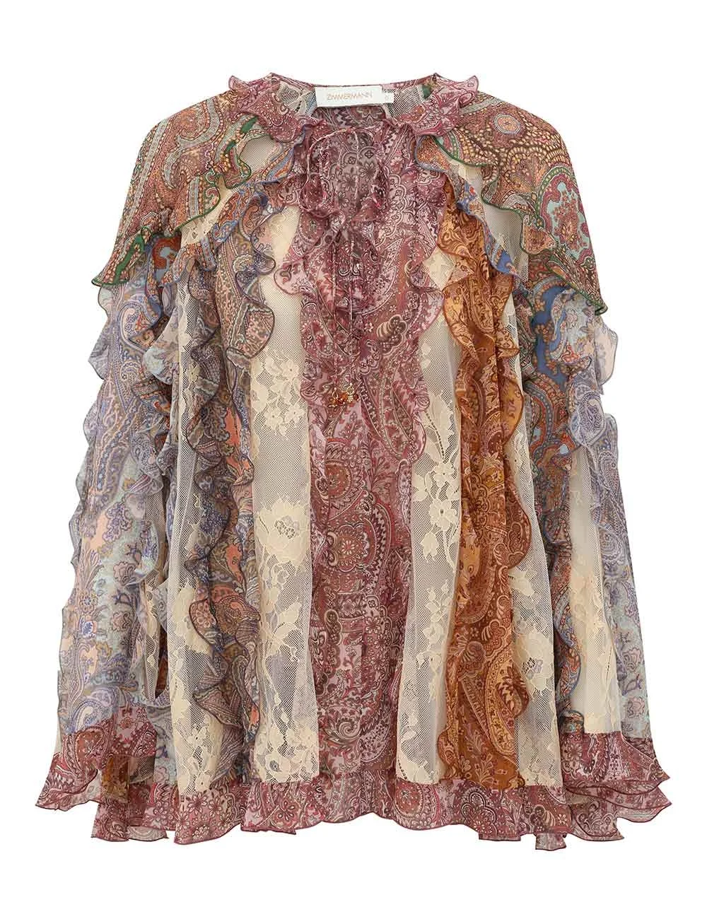 CLASH SPLICED RUFFLE BLOUSE - 1