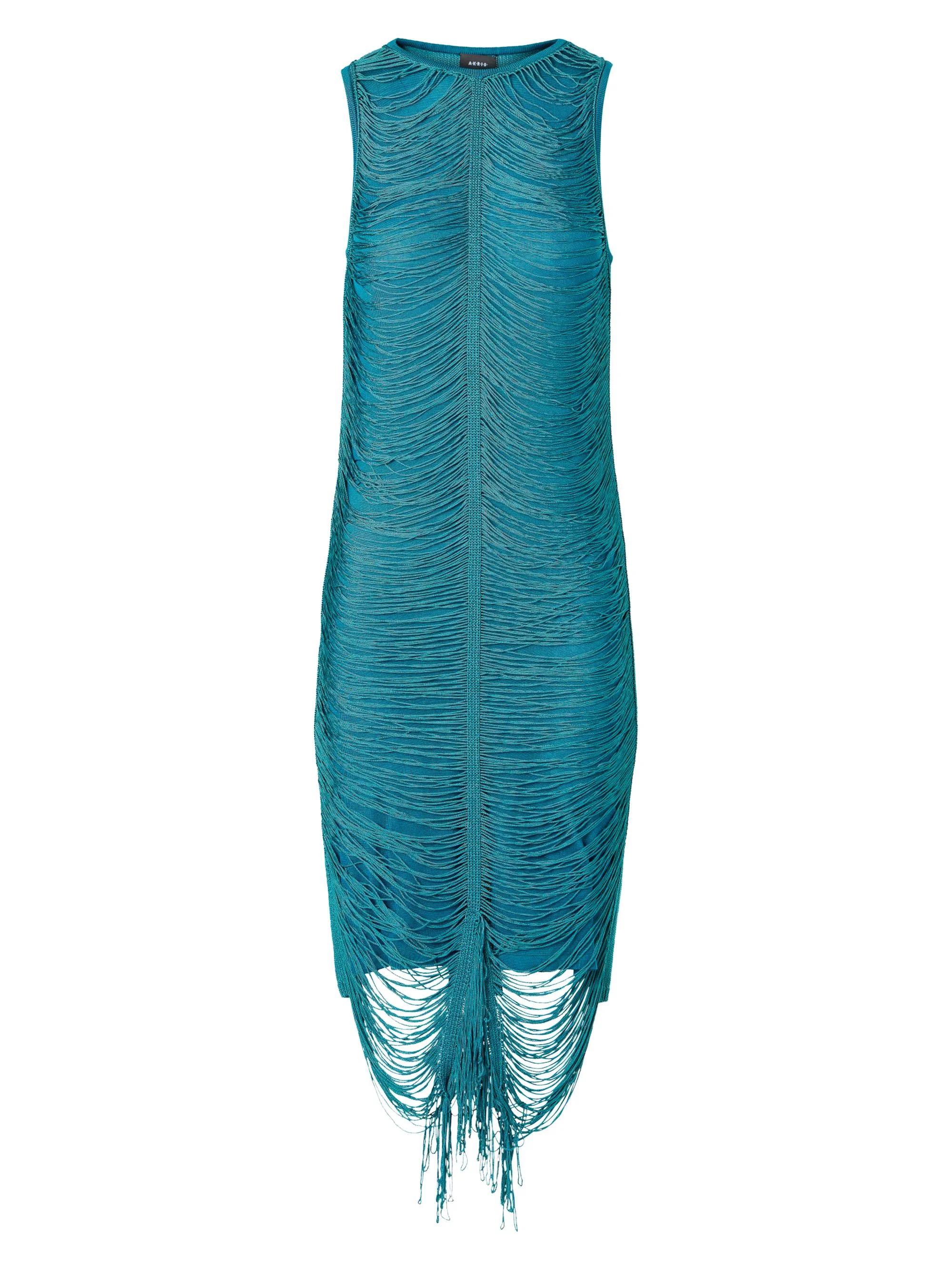 Women's Draped Fringed Silk Sheath Dress - Ottanio - 1